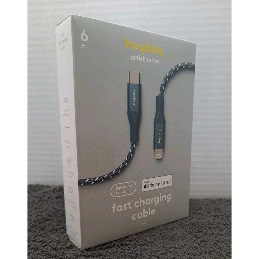 NIB‎ Heyday Artist Series Fast Charging Cable To USB-C IPhone 6ft Cord